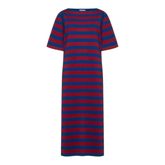 Tory Burch Blue and Red Striped Cotton Maxi Dress Size Medium - Picture 4 of 14